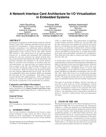 A Network Interface Card Architecture for I/O Virtualization in ... - TUM