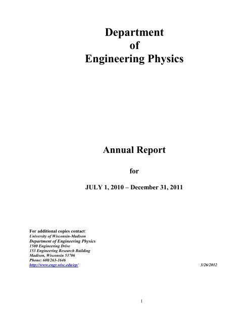 July 1, 2010 - College of Engineering - University of Wisconsin ...