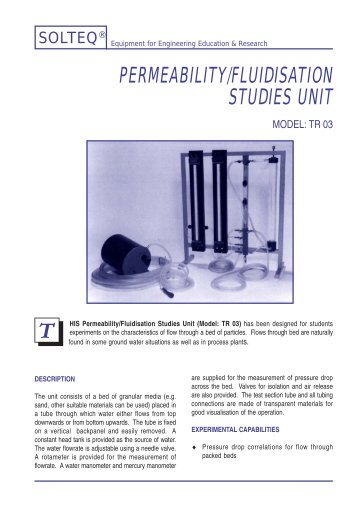 PERMEABILITY/FLUIDISATION STUDIES UNIT - Solution Engineering