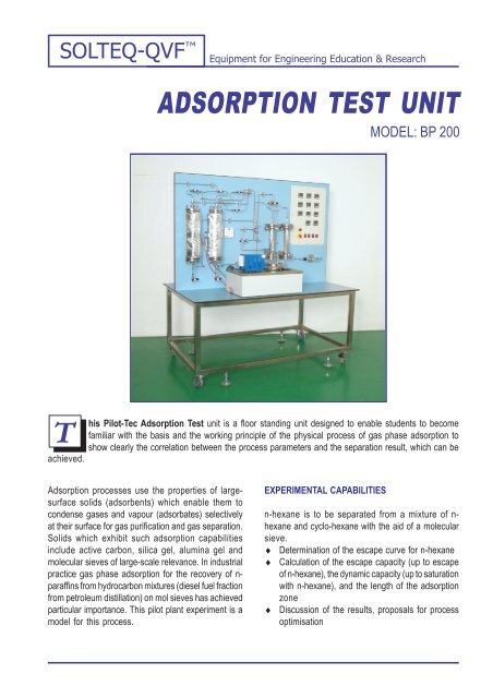 ADSORPTION TEST UNIT - Solution Engineering