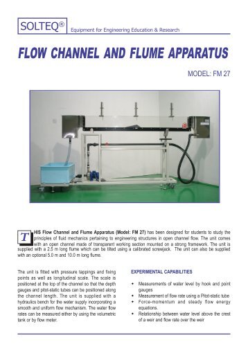 FLOW CHANNEL AND FLUME APPARATUS - Solution Engineering