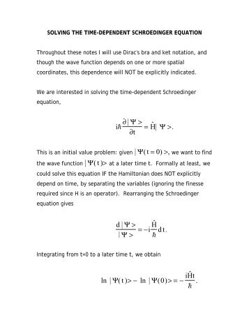 Solving the Time-Dependent Schroedinger Equation - Chemistry