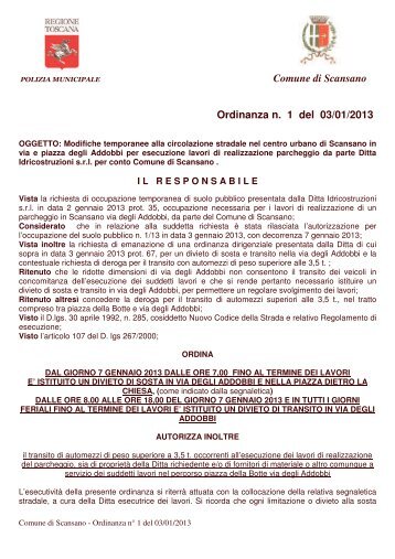 Leggi l'ordinanza - Comune di Scansano
