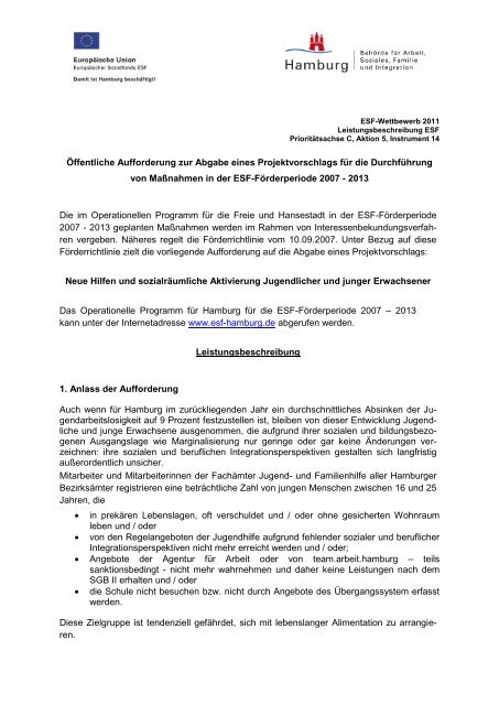 Leistungsbeschreibung (PDF) - ESF in Hamburg