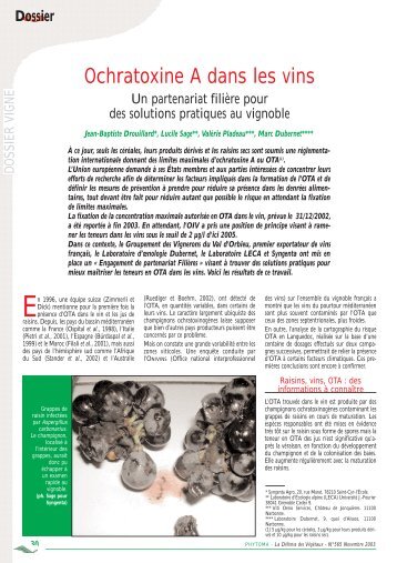 Ochratoxine A dans les vins - Laboratoires Dubernet