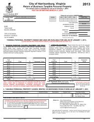2013 Business Personal Property Tax Form - City of Harrisonburg