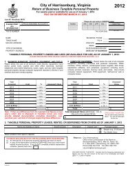 2012 Business Personal Property Tax Form - City of Harrisonburg