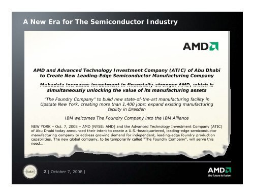Introducing The Foundry Company and The New 'Asset Smart' AMD