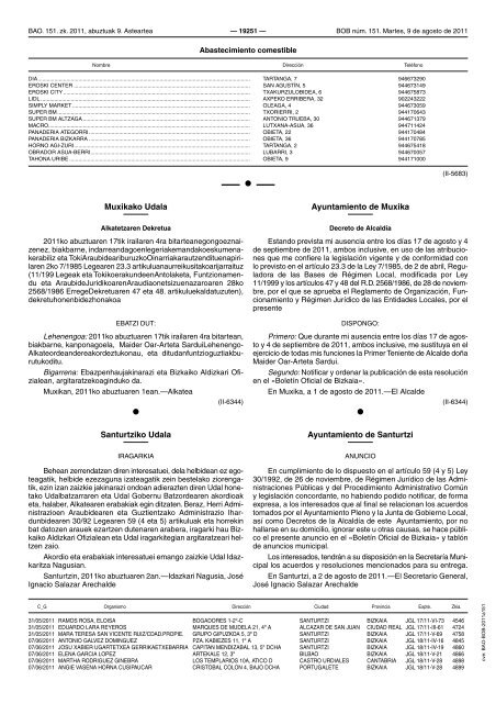 bizkaiko aldizkari ofiziala boletin oficial de bizkaia - Licencias de ...