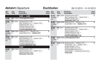Abfahrtszeiten am Bahnhof Eschhofen ab 09.12.2012