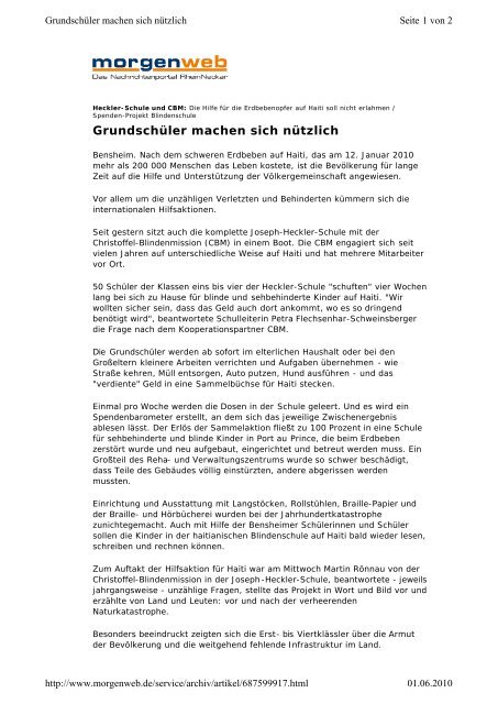 Grundschüler machen sich nützlich - Joseph-Heckler-Schule