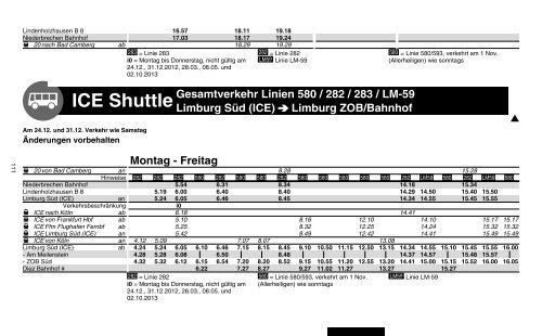 ICE ShuttleGesamtverkehr Linien 580 / 282 / 283 / LM-59 Limburg ...