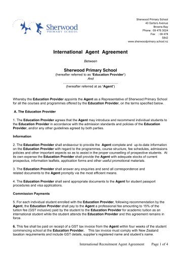 Agents Agreement - Sherwood School