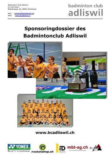 Sponsoringdossier 2009 - Badminton Club Adliswil