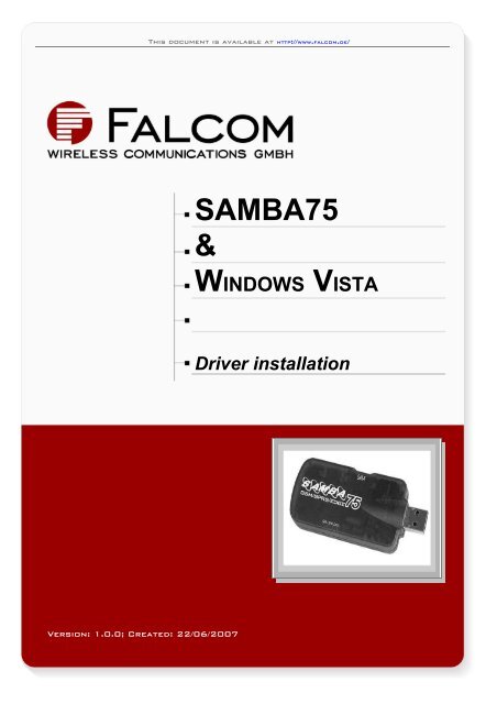 SAMBA75 & WINDOWS VISTA Driver installation - Falcom