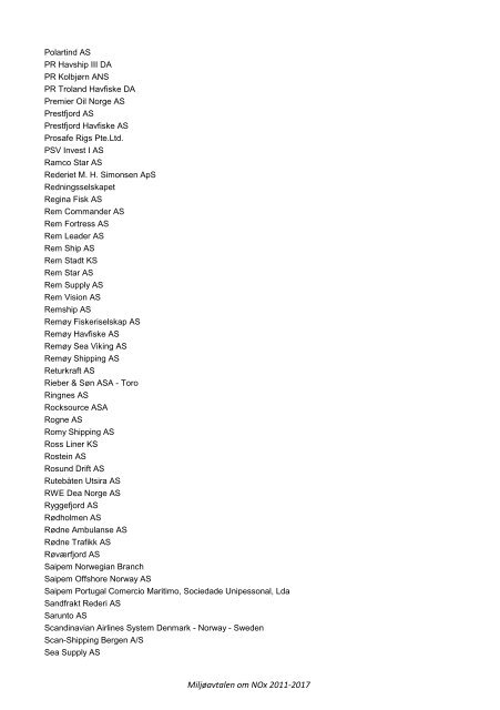 MiljÃ¸avtalen om NOx 2011-2017 - NHO