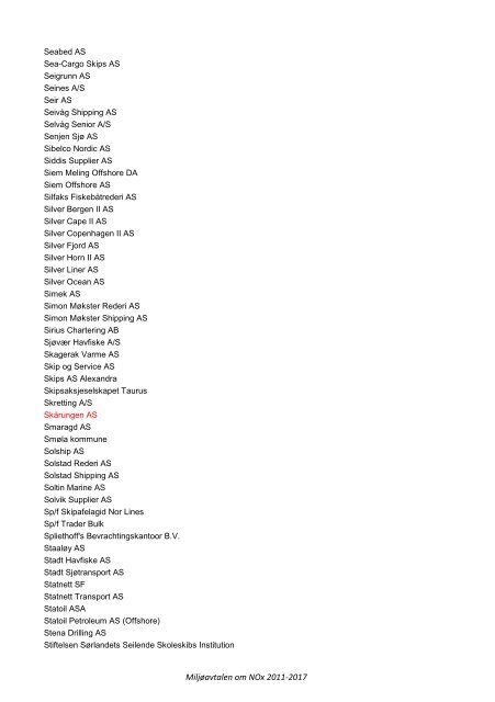 MiljÃ¸avtalen om NOx 2011-2017 - NHO