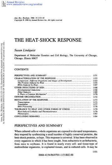 The Heat-Shock Response - Lindquist Lab - Massachusetts Institute ...