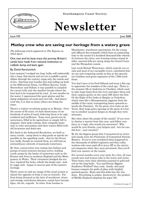 Southampton Canal Society Newsletter