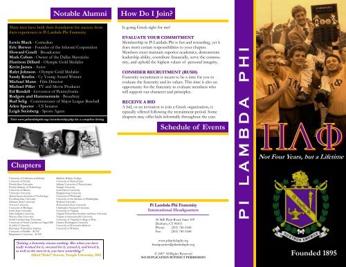 PLP Brochure - Wcu.pilambdaphi.org - Pi Lambda Phi Fraternity