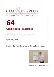 Faktor G! (Coachingplus-Fachartikel Nr. 64) - Coaching-Point