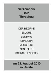 Verzeichnis zur Tierschau am 21. August 2010 in Reiste