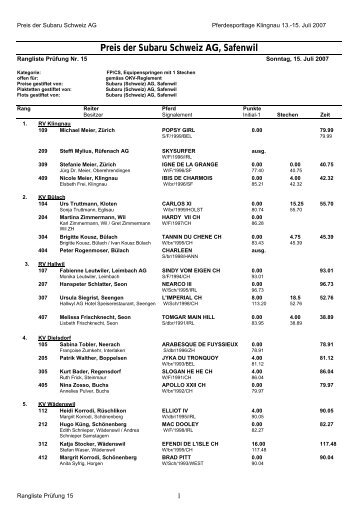 Preis der Subaru Schweiz AG, Safenwil - Reitverein Klingnau