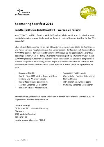 Sponsoring Sportfest 2011 Niederhelfenschwil - Sportfest 2011 â TV ...