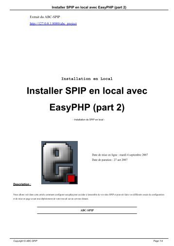 Installer SPIP en local avec EasyPHP (part 2) - SPIP-Contrib