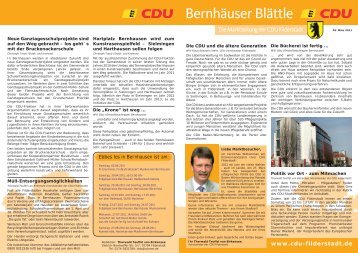 Bernhäuser Blättle Frühjahr 2011 (PDF) - CDU Filderstadt