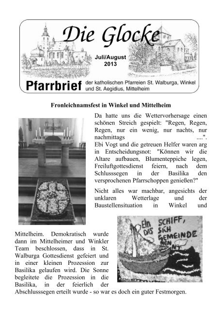 Pfarrbrief - DIE GLOCKE - Juli und August (pdf-Datei) - Pastoraler ...