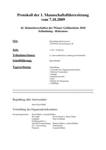 1. MFS Protokoll vom 7.10.2009 - 44. Skimeisterschaften der Wiener ...