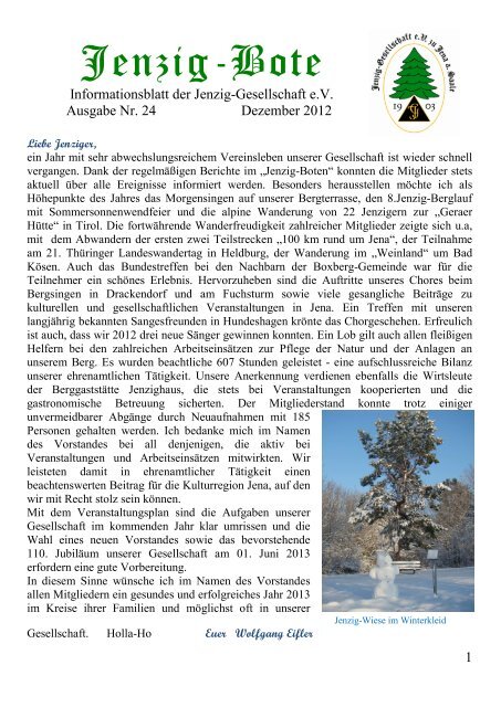 Ausgabe Nr. 24: Dezember 2012 - Jenzig-Gesellschaft eV