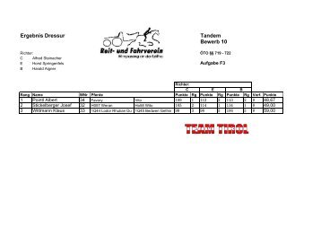 Ergebnis Dressur Tandem Bewerb 10 - Reit- und Fahrstall Szedenik