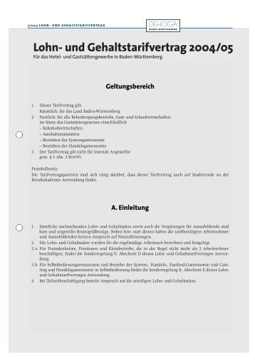 Lohn- und Gehaltstarifvertrag 2004/05 - DeHoGa