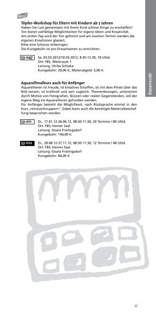 Programm 2012 - Kath. Familienbildungsstätte Marl e.V.