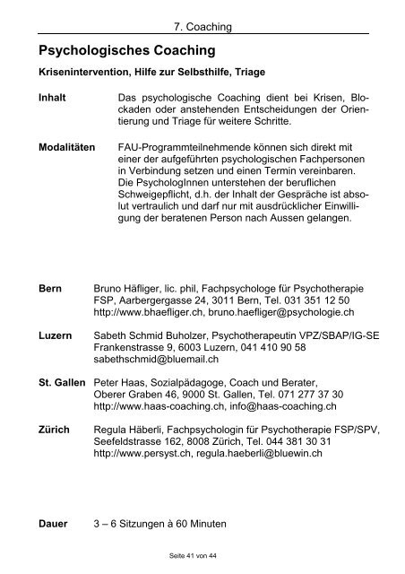 Weiterbildungsangebote und externe Coachings - FAU