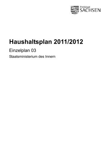 Haushaltsplan 2011/2012 - Finanzen - Freistaat Sachsen