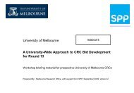 University of Melbourne A University-Wide Approach to CRC Bid ...