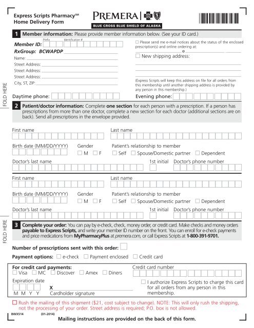 Premera Mail Order Form