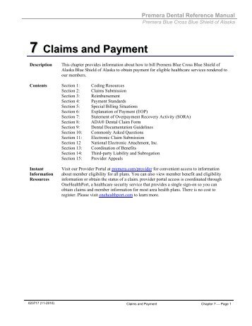 7 Claims and Payment - Premera Blue Cross