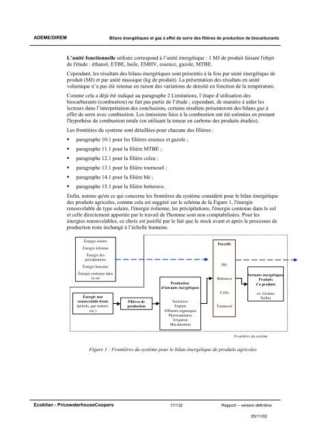 Bilans énergétiques et gaz à effet de serre des filières de production ...