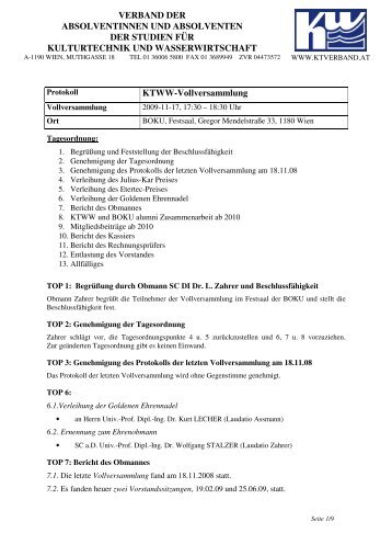 Protokoll v. 17.11.2009 - Absolventenverband der DI fÃ¼r ...