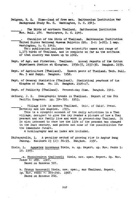 Vegetation of Southeast Asia Studies of Forest Types 1963-1965