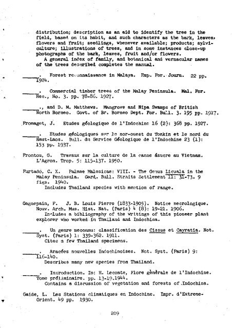 Vegetation of Southeast Asia Studies of Forest Types 1963-1965