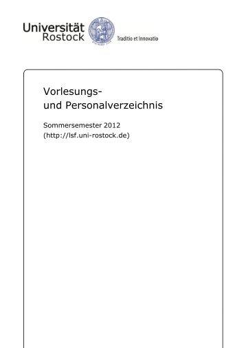 Vorlesungs- und Personalverzeichnis - UniversitÃ¤t Rostock