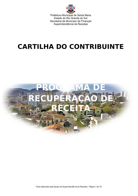 Cartilha do Contribuinte - Prefeitura Municipal de Santa Maria