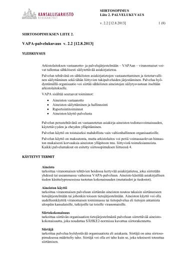 Siirtosopimuksen liite2_12_8_2013.pdf - Arkistolaitos