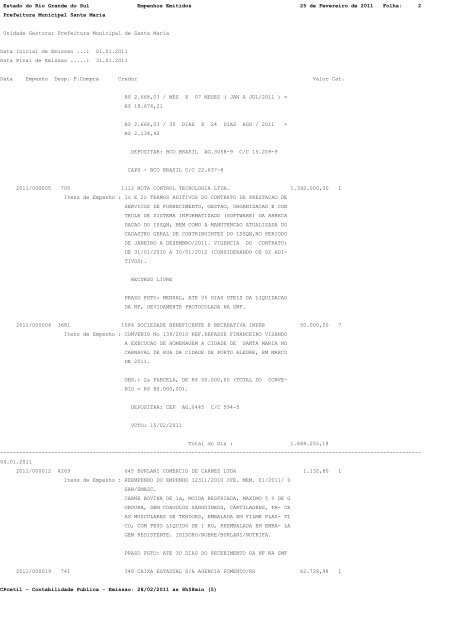 Estado do Rio Grande do Sul Empenhos Emitidos - Prefeitura ...