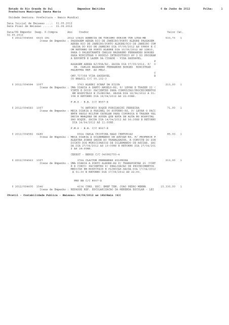 Empenhos Emitidos de Maio de 2012 - Prefeitura Municipal de ...